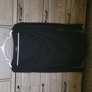 Swoop neck black fitted shirt